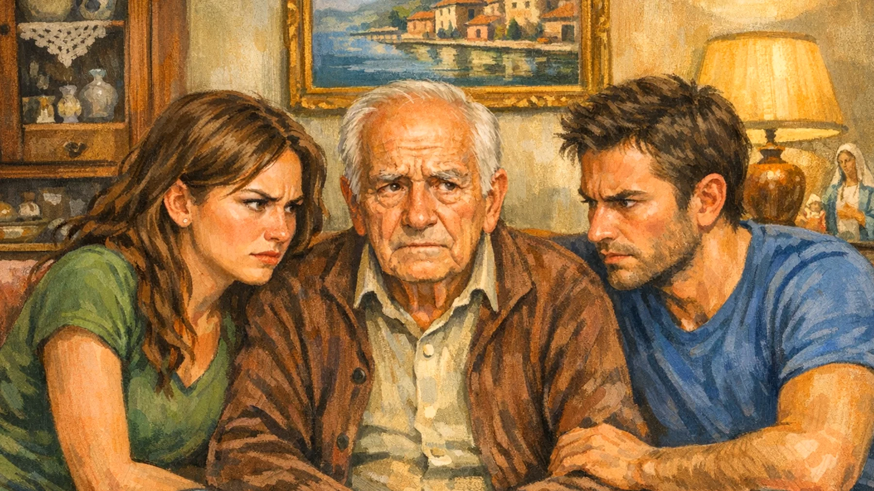 Il nonno si trova a gestire la gelosia e la rivalità tra nipoti giovani adulti, che competono per la sua attenzione, il suo sostegno economico o il suo riconoscimento affettivo, creando tensioni familiari e mettendolo in difficoltà nel mantenere un rapporto equo con ciascuno di loro."