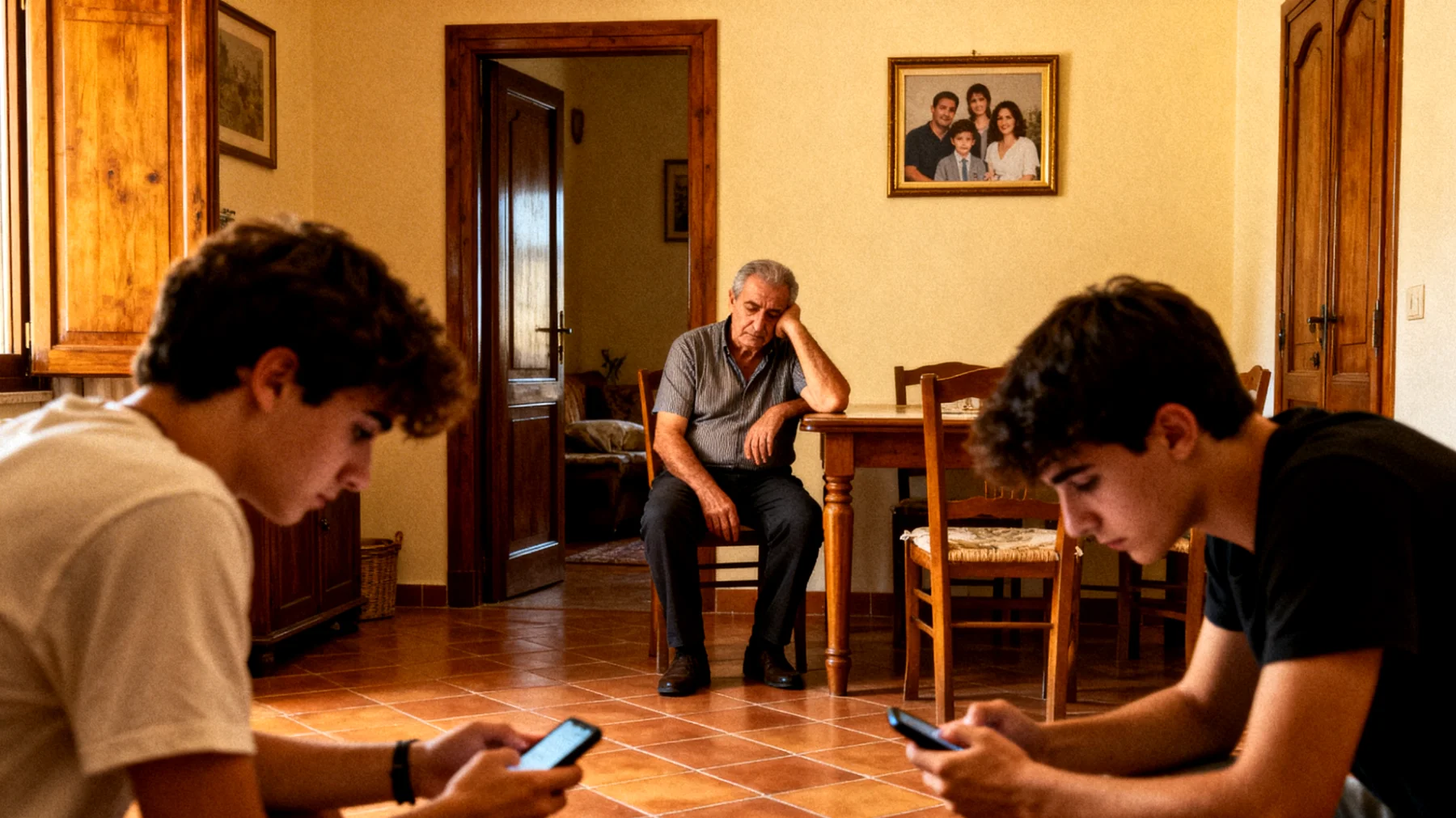 Un papà si rende conto di avere difficoltà a instaurare un dialogo emotivamente profondo con i suoi figli giovani adulti, limitandosi a conversazioni pratiche e superficiali senza riuscire a esprimere affetto o a parlare di sentimenti, creando un distacco emotivo che rischia di compromettere il legame familiare in questa delicata fase di transizione verso l'età adulta."